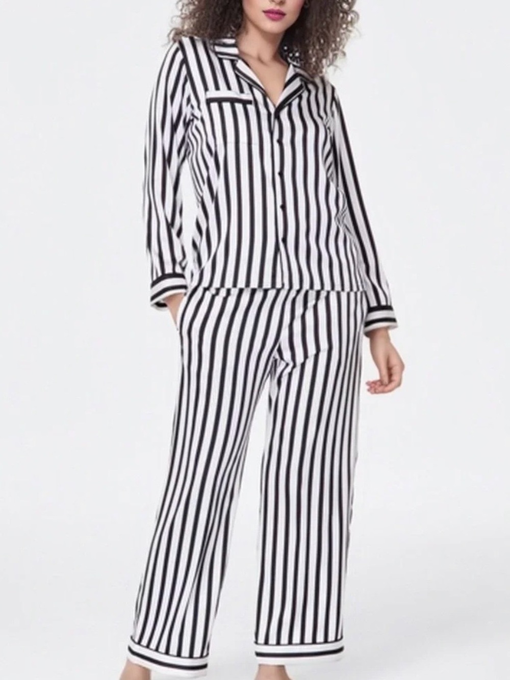 (NWT) INC International Concepts Black and White Striped Pajama Set